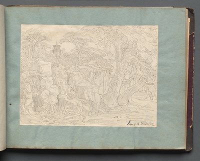 Album med udsigt over Rom og omgivelser, Landskabsstudier, side 36a: Romersk udsigt. af Franz Johann Heinrich Nadorp