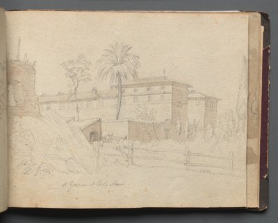 Album med udsigt over Rom og Omegn, Landskabsstudier, side 38a: :St. Giovanni e Paolo, Rom" af Franz Johann Heinrich Nadorp