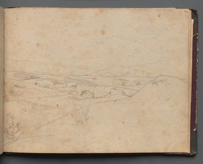 Album med udsigt over Rom og Omegn, Landskabsstudier, side 40a: Romersk Landskab af Franz Johann Heinrich Nadorp