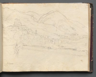 Album med udsigt over Rom og Omegn, Landskabsstudier, side 42a: Romersk Landskab. af Franz Johann Heinrich Nadorp