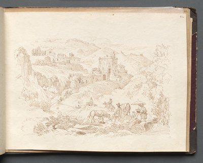Album med udsigt over Rom og Omegn, Landskabsstudier, side 43a: Romersk Landskab af Franz Johann Heinrich Nadorp