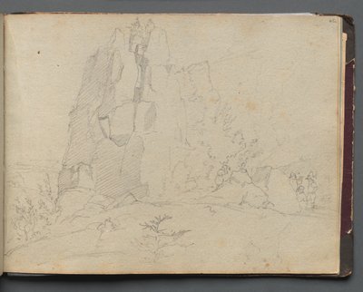 Album med udsigt over Rom og omgivelser, Landskabsstudier, side 45a: Rocky Landscape af Franz Johann Heinrich Nadorp