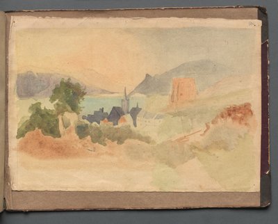 Album med udsigt over Rom og Omegn, Landskabsstudier, side 54a: Romersk Landskab af Franz Johann Heinrich Nadorp
