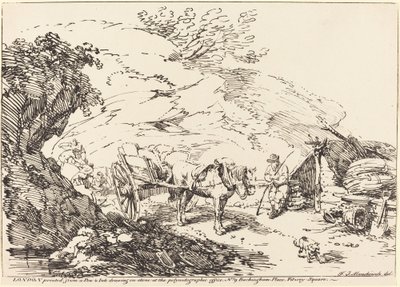 Hest og vogn i stenbrud af Franz Joseph Manskirch