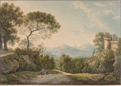 Udsigt fra Tivoli over Tiberdalen ved solnedgang af Franz Kaisermann