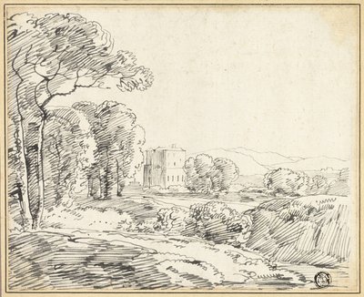 Landskab, hus i park af Franz Kobell