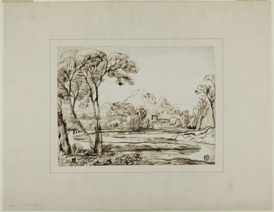 Landskab med flod og fjerne bakker af Franz Kobell