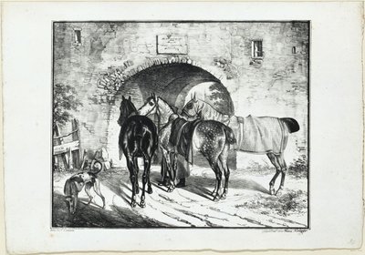 Tre heste ved portgennemgangen af Franz Krüger