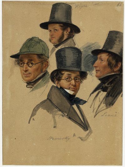 Franz Kugler, Karl Stawinsky, Peter Joseph Lenné, E. B. J. Raupach () af Franz Krüger