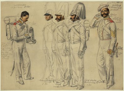 Jacob Kotscheroffskoy, Tschumarinoff Semianoffs, Lumpoff Ismailoff, Sokoloff, feltwebel Gewdokimoff af Franz Krüger