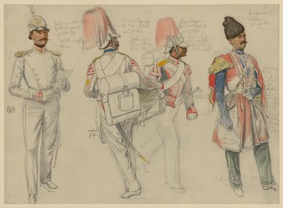 af Kossacowski, kaptajn i Preobraschenski-regimentet; Steppanoff, trommeslager i Kejser af Østrig-regimentet; Petroff, fløjtist i Frederik Vilhelm III.-regimentet; Dgingosow, Leskier af Franz Krüger