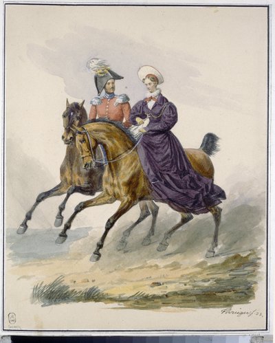 Kejser Nicholas I (1796-1855) og kejserinde Alexandra Fedorovna (født Charlotte af Preussen af Franz Krüger
