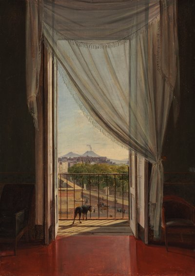 Udsigt over Napoli gennem et vindue af Franz Ludwig Catel