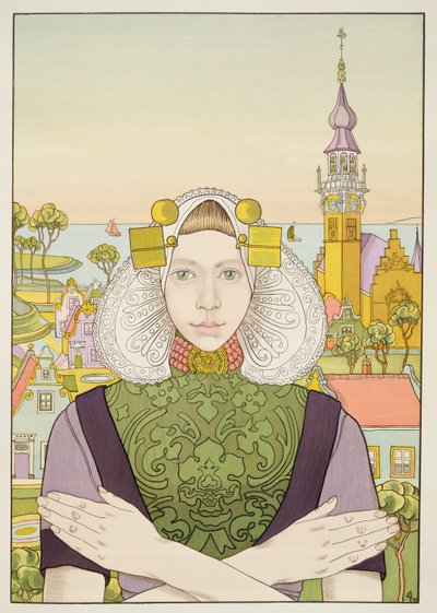 Hollandsk pige, 1897, fra LEstampe Moderne, udgivet i Paris 1897-99 af Franz M. Melchers