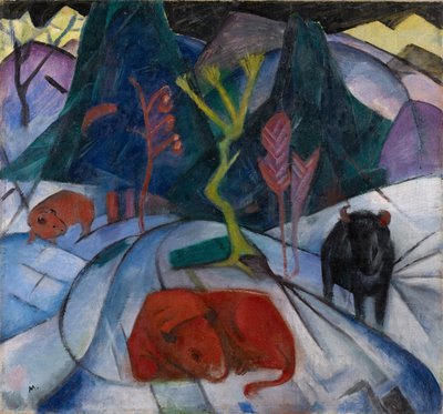En bison om vinteren Den røde bison, 1913. af Franz Marc
