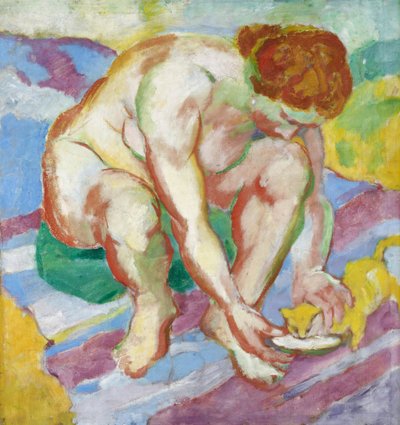 Nøgen med kat af Franz Marc