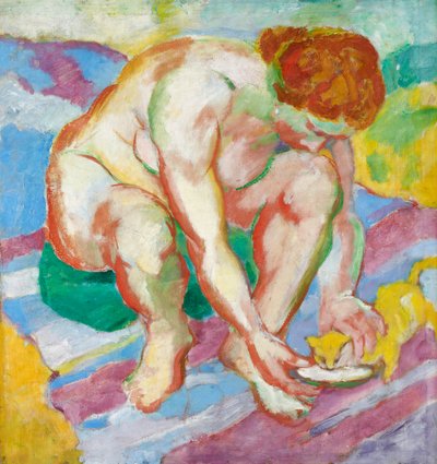 Nøgenbillede med kat af Franz Marc