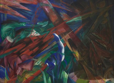 Dyreskæbner Træerne viste deres ringe, dyrene deres årer, 1913. af Franz Marc