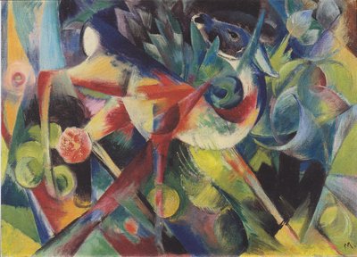 Rådyr i blomsterhave af Franz Marc