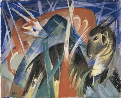 Fabeldyr I Komposition med dyr I, 1913 af Franz Marc