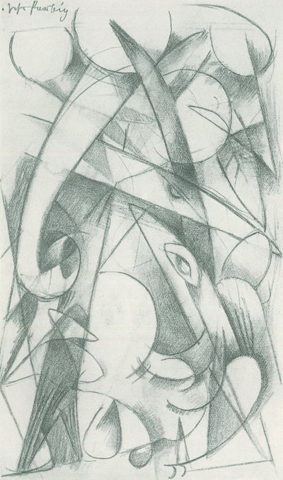 Franz Marc - Skitsebog fra marken - Blad 09 af Franz Marc
