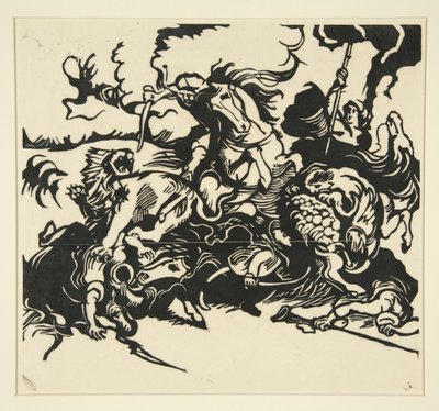 Løvejagt af Franz Marc