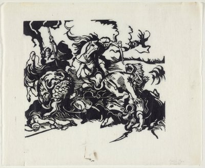 Løvejagt efter Delacroix af Franz Marc
