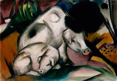 Svin, ca. 1912 (olie på lærred) af Franz Marc