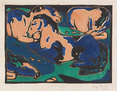 Hvilende heste, 1911-1912. af Franz Marc