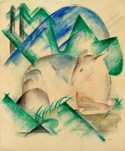 Kronhjort (sovende hjorte) af Franz Marc