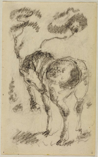 Stående hest med træer af Franz Marc