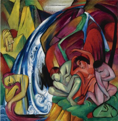 Vandfaldet Kvinder under et vandfald, 1912 af Franz Marc