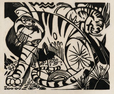 Tiger, 1912 (træsnit på japansk papir) af Franz Marc