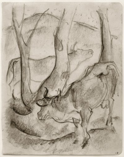 To køer under træer af Franz Marc