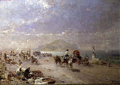 Kystvej ved Palermo-bugten, Italien af Franz Richard Unterberger
