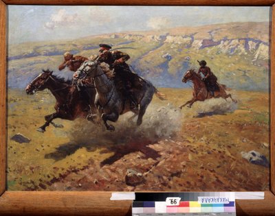 Duel (Duel). Maleri af Franz Roubaud (1856-1928), olie på lærred af Franz Roubaud