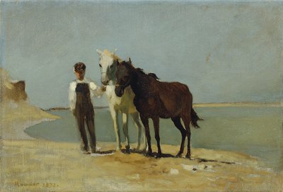 En dreng med heste på stranden af Franz Rumpler