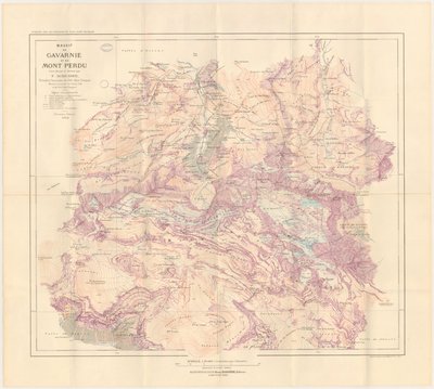 Kort over Gavarnie-massivet og Mont Perdu redigeret i 1914 af Franz Schrader