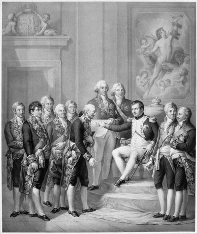 Napoleon (1769-1821) Giver forfatningen til hertugdømmet Warszawa, 1843 af Franz Seraph Hanfstaengel