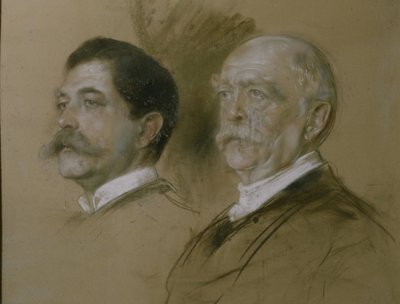Otto von Bismarck og hans søn Herbert, statssekretær for udenrigsministeriet fra 1860-90, 1892 (kul på papir) af Franz Seraph von Lenbach