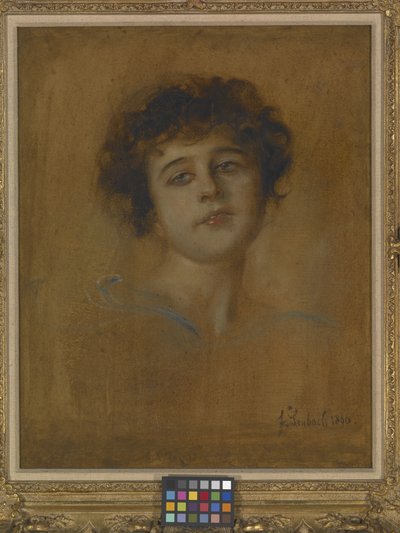 Portræt af en ung kvinde (olie på lærred) af Franz Seraph von Lenbach