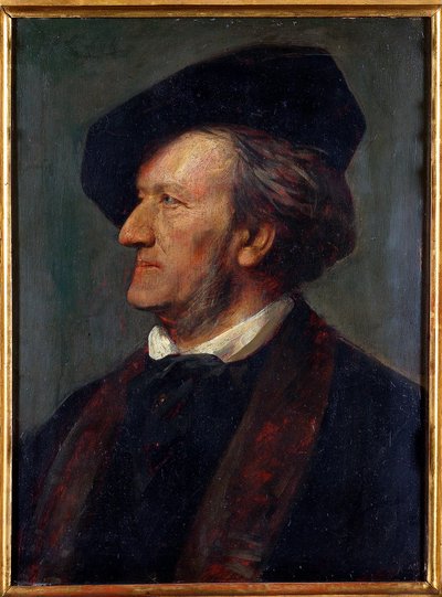 ""Portræt af komponisten Richard Wagner"" (Portræt af komponisten Richard Wagner (1813-1883)) Maleri af Franz von Lenbach (1836-1904) - 1871 - Olie på træ - Richard Wagner Museum, Bayreuth af Franz Seraph von Lenbach