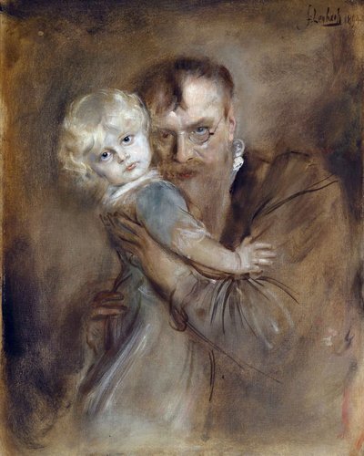 Selvportræt med datteren Marion - Lenbach, Franz, von (1836-1904) - 1894 - Olie på lærred - 81,5x65,5 - Privat samling af Franz Seraph von Lenbach