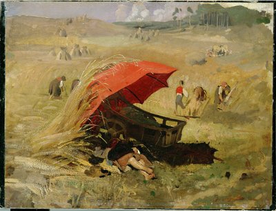 Den røde paraply (olie på karton på papir) af Franz Seraph von Lenbach