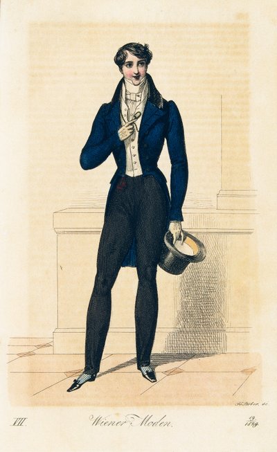 Gentleman med mørkeblåt overskørt af Franz Stober