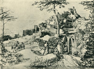 Kvinder ved en vandfontæne ved Olevano, nær Rom, Italien, 1822, 1943. af Franz Theobald Horny