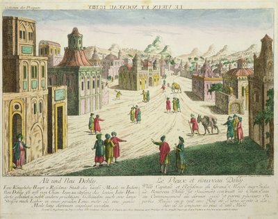 Gamle og New Delhi (akvatint) af Franz Xaver Habermann