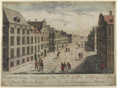 Udsigt over Rue du Roi-Boston (1776) af Franz Xaver Habermann