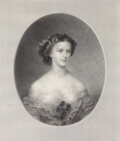 Portræt af kejserinde Elisabeth af Østrig, ca 1855. af Franz Xaver Stöber