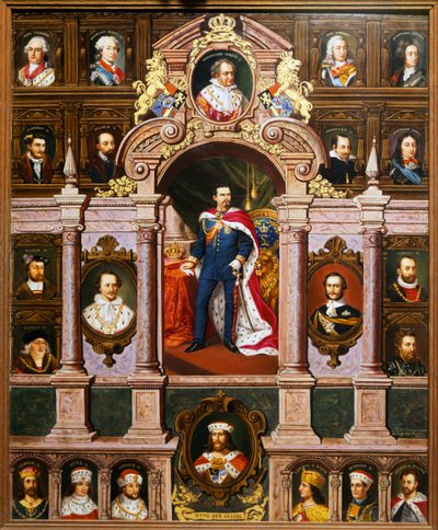 Panel med portrætter af de bayerske konger af Wittelsbach-familien, af Franz Xaver Thallmaier af Franz Xaver Thallmaier